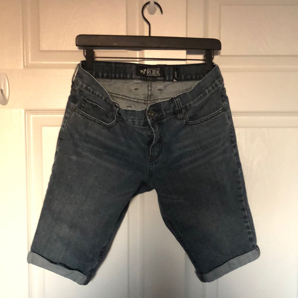RUDE brand, Blue Cuffed Denim Jean Short Size 32